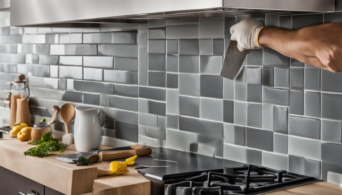 Tile backsplash installation