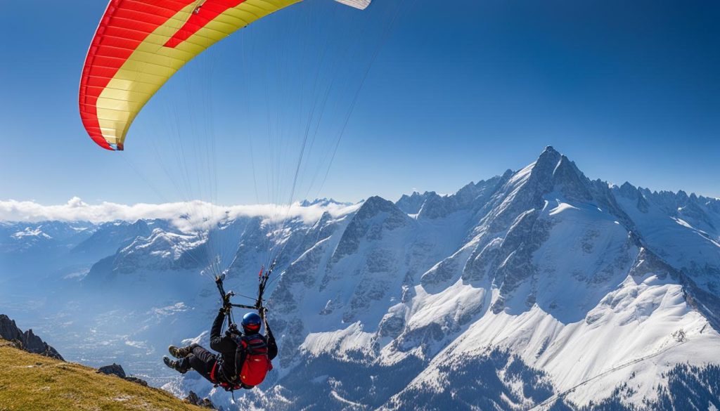 Adventurous paragliding in the French Alps