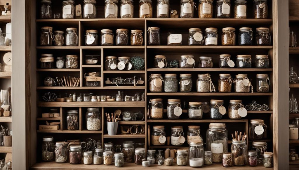 Mason jar closet organization