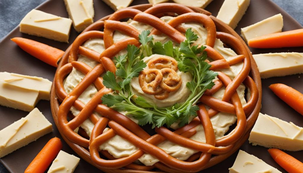 hummus with pretzels and carrots