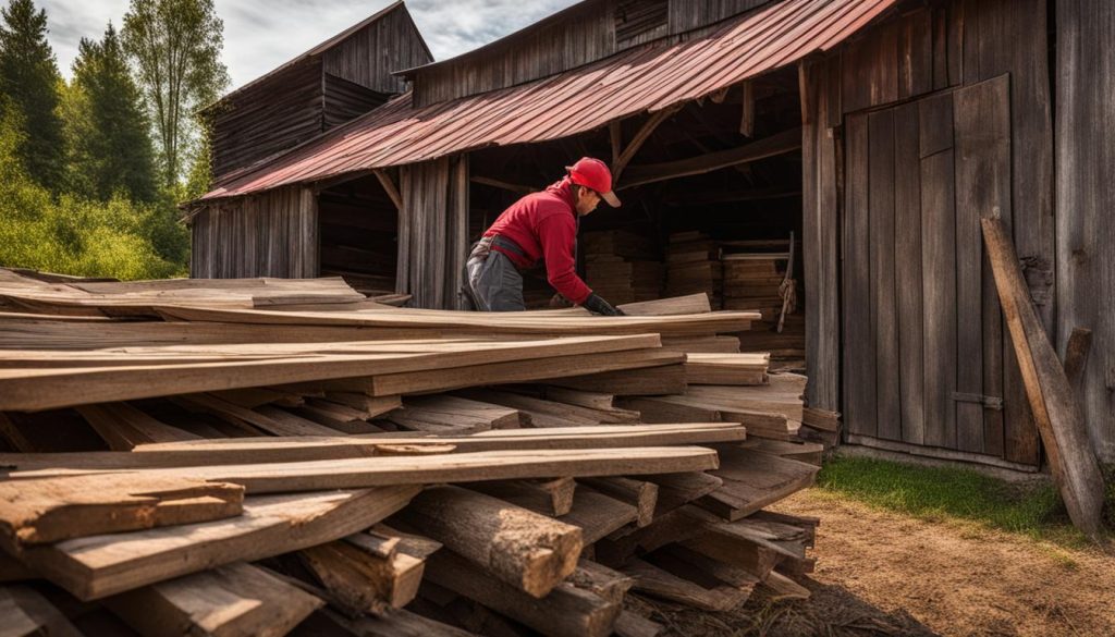 sourcing reclaimed wood for DIY farmhouse wall shelves